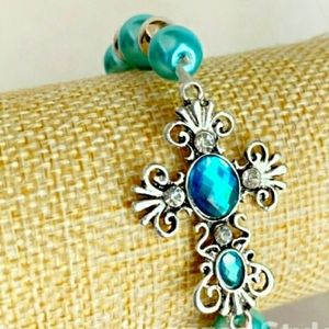 Brand New, Cross and Glass Pearl Bracelets
